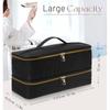 PU Double Layer Hair Dryer & Curling Iron Storage Bag - Large Capacity, Portable, Multi-functional Makeup Handbag with a High-end Feel.