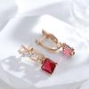 Kienl New  Rose Gold Color Long Earring For Women Vintage Red Natural Zircon Square Drop Earring High Quality Daily Jewelry