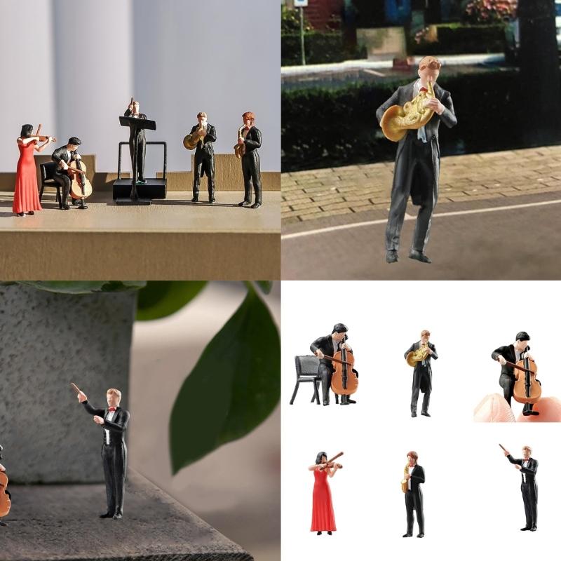 Resin Miniature Figures of Violin Players in 1/64 Scale Ideal for Long Term Decors and Artistic Projects