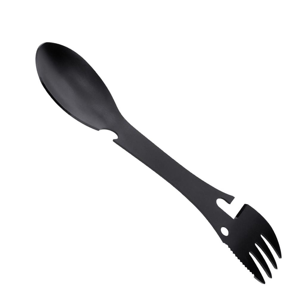 5 in 1 Portable Multifunction Spoon Fork Bottle Can Opener Sawtooth Cutter For Camping Picnic