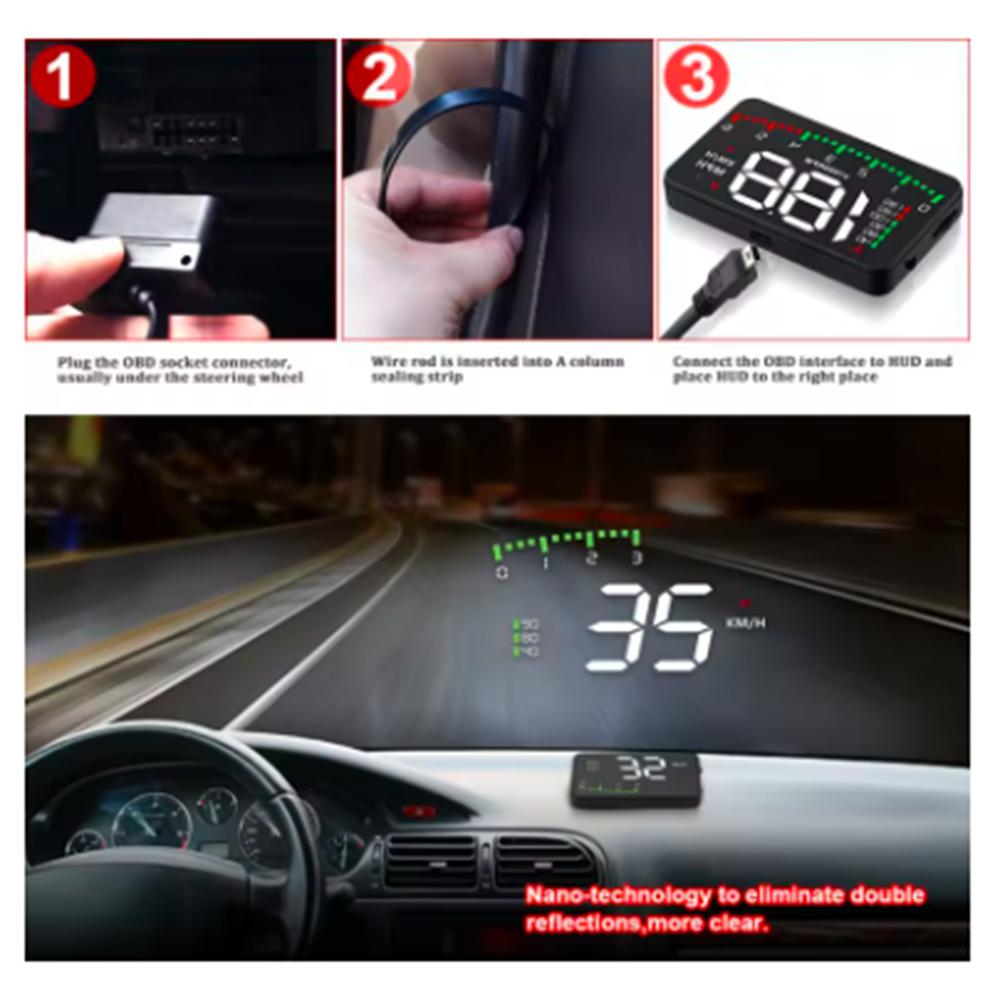 Auto HUD A900 OBD2 Head-Up-Display HD-Monitor Überdrehzahlalarm Windschutzscheibenprojektor Hochtemperaturalarm Motorfehleralarm