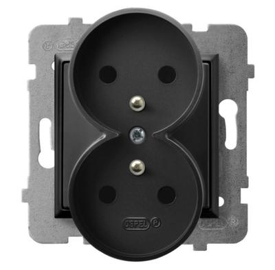 Aria Double Socket Black Metallic Gp-2Urz/M/33