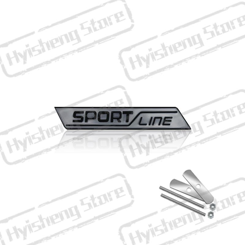 AAABV1 Metal Car Styling Sport Line Front Grille Sticker Badge Rear Trunk Body Emblem For Skoda VRS Octavia Rapid Kodiaq Karoq Superb