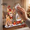 Decorative Glass Stickers for Christmas Window Cling PVC Waterproof Santa Claus/ Elf Snowman/Elk/House Stickers Reusable Film Holiday Home