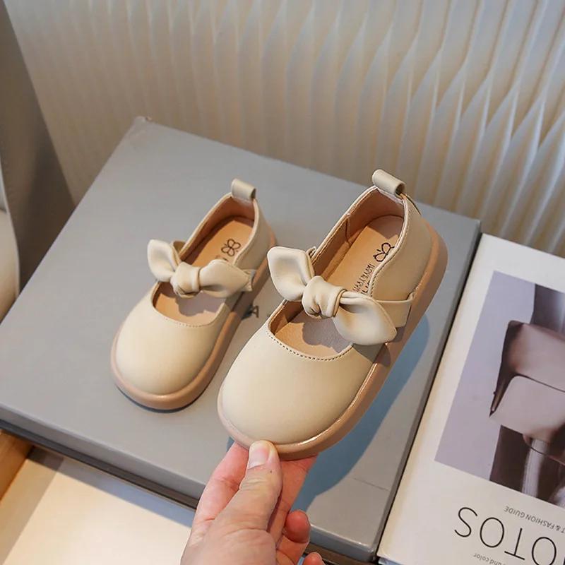 

New Sweet Girls Leather Shoes Spring Autumn Solid Color Daily Day Little Girl School Shoe Kids Princess Shoes Soft Bottom G09073 23 хаки