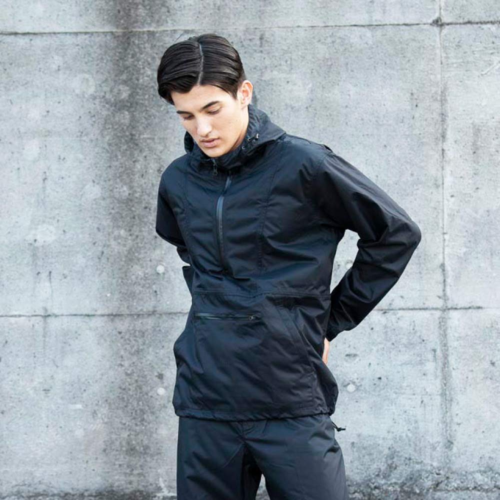 Otafuku Glove Rain Jacket Pullover with Storage Water Resistance Breathability Size L [Waterproof Bag, 10,000mmH2O, 3,000g/m2-24h] FB-201 Black,