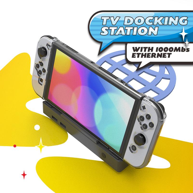 TOPWOLF HS-SW335 Pro Nintendo Switch/Switch OLED HD Video Projekční základna s RJ45 Ethernet portem