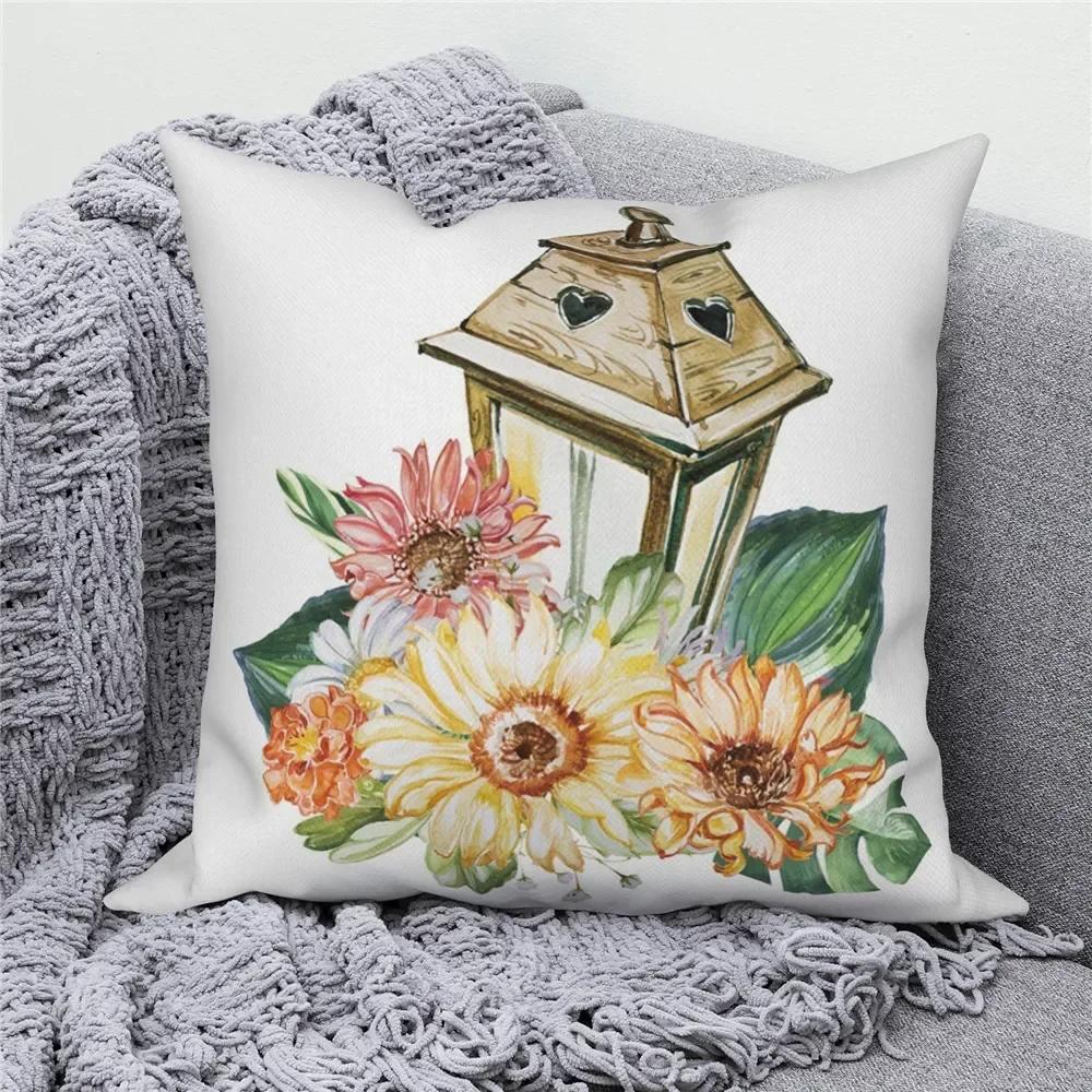 Customizable Throw Pillow Cover Home Decor Sofa Decorative Pillow Cover Spring Daisy Flower Letter Cushion Cover