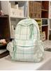 Schoolbag Soft Mist Milk Blues Healing Textured Plaid Middle School Backpack Women's Milk Huhu Sweet Soft Sister Travel Small Backpack