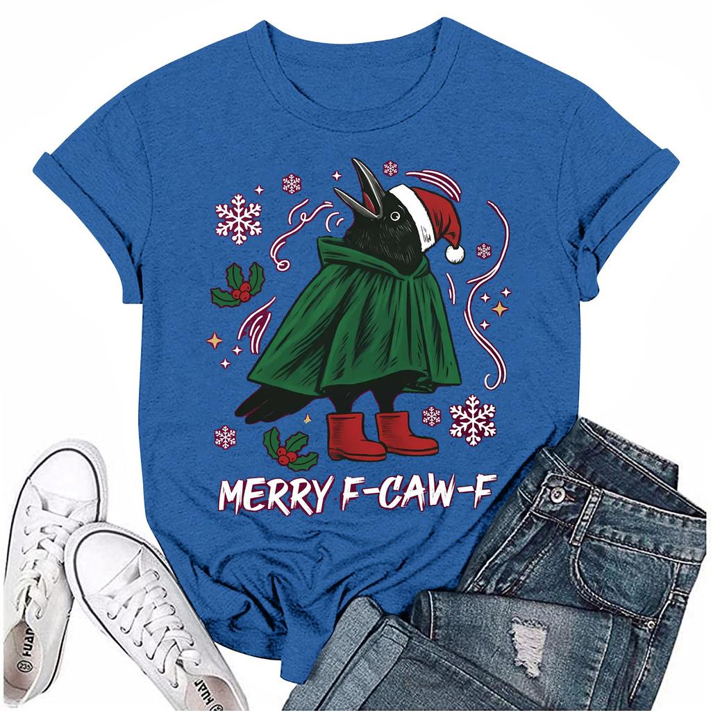 Women's Group 2D Printed Round Neck Short Sleeve Top