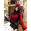Spice Girl Long Sleeve Lace Splicing Pure Desire T-shirt Women Early Autumn New Slim-fit Design Sense of Top