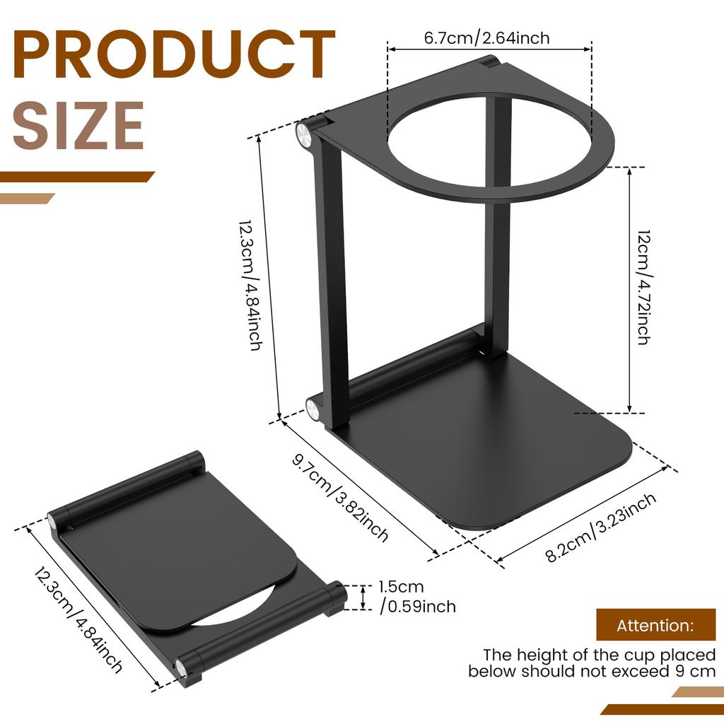 Foldable Coffee Maker Stand Metal Pour Over Coffee Rack Espresso Filter Support for Cone or Flat Bottom Filter Pour Over Stand