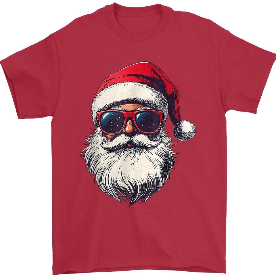 Cool Santa Claus Face Retro Sunglasses Christmas T-Shirt XL