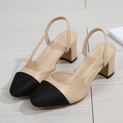 Sandalias de verano de 6CM con punta estrecha, zapatos planos de tacón cuadrado bajo a la moda, zapatos de fiesta a juego de Color coreano para mujer