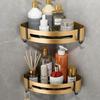 Golden Bathroom Shelf Space Aluminum Thickened Toilet Storage Rack   Bathroom Corner Rack Shower Rack Black Gold Triangle Basket