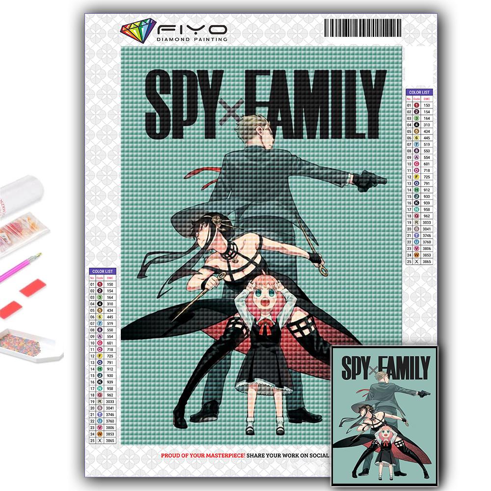 

5D Алмазная картина Аниме Плакат Шпионская семья DIY Алмазная вышивка Горный хрусталь Украшение дома Full Round 40X50CM