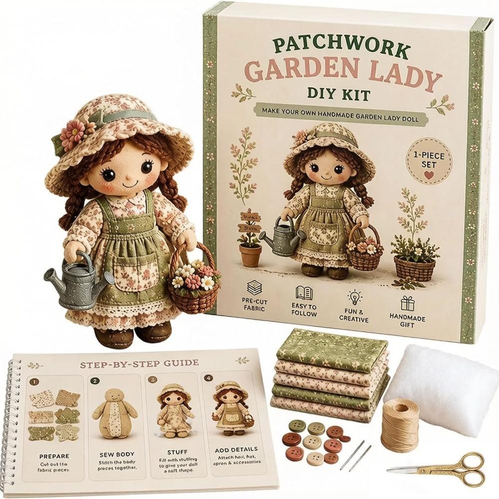 Knitting Grandma Sewing Lady Patchwork DIY Collection Kit Fabric Sewing Kit  for Adults Beginners