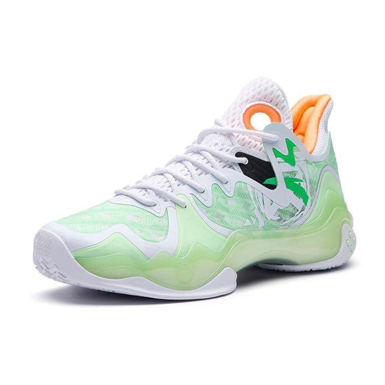 New Anta Shock Wave 4 Low Top Performance Basketball Shoes Men's White Green 112231106-1