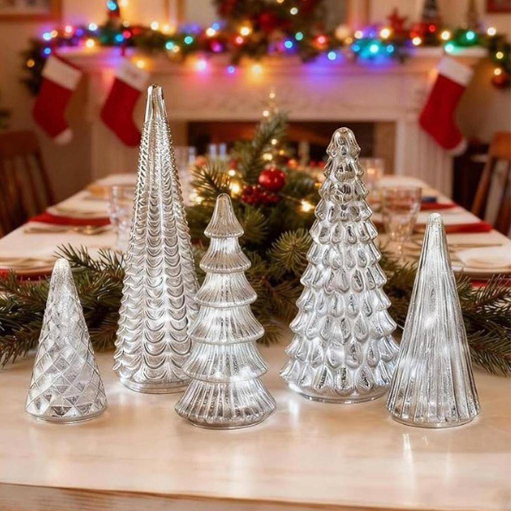 Lighted Christmas Tree Acrylic Table Centerpieces Small Christmas Tree with Lights for Outdoor Desk Table Fireplace Bedroom