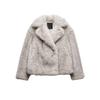 Spring New Arrival Soft Glutinous Fur Lapel Loose Long Sleeves Artificial Fur Effect Jacket Outwear 4360246