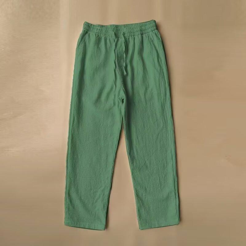 Linen pants men's thin cotton and linen pants autumn new straight loose wide-leg trousers men's casual pants