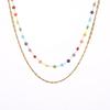 GEMCHIC Women's 18K Gold Plated Stainless Steel Layered Necklace Colorful Beads Starfish Pendant Summer Beach Clavicle Chain