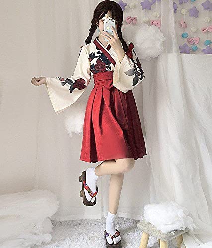Taisho Roman Hakama Japanese Kimono Dress Long Floral Pattern Lolita Lolita Clothing Large Size Loose Cute Black Red Floral Pattern Plain Gothic
