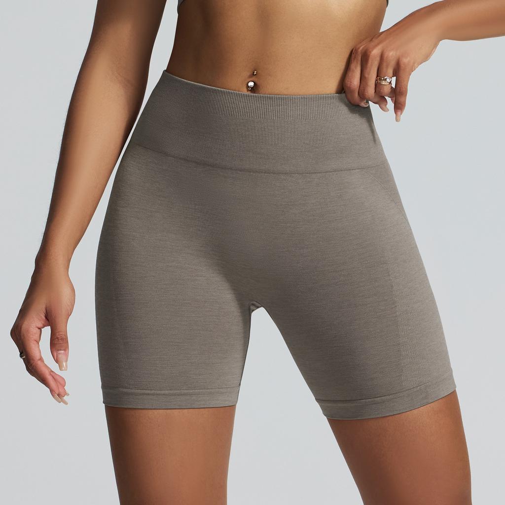 New Tight Yoga Pants, Cationic Quick Drying Fitness Pants, Seamless Jacquard Peach Hip Three Part Sports Shorts