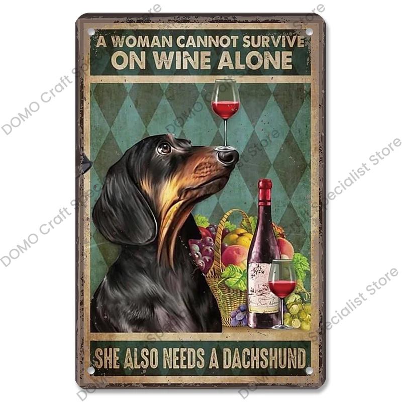 Pet Dog Dachshund Plaques Vintage Metal Plate Drink Coffee Wine Read Book Metal Tin Signs Wall Decor for Bar Pet Shop House
