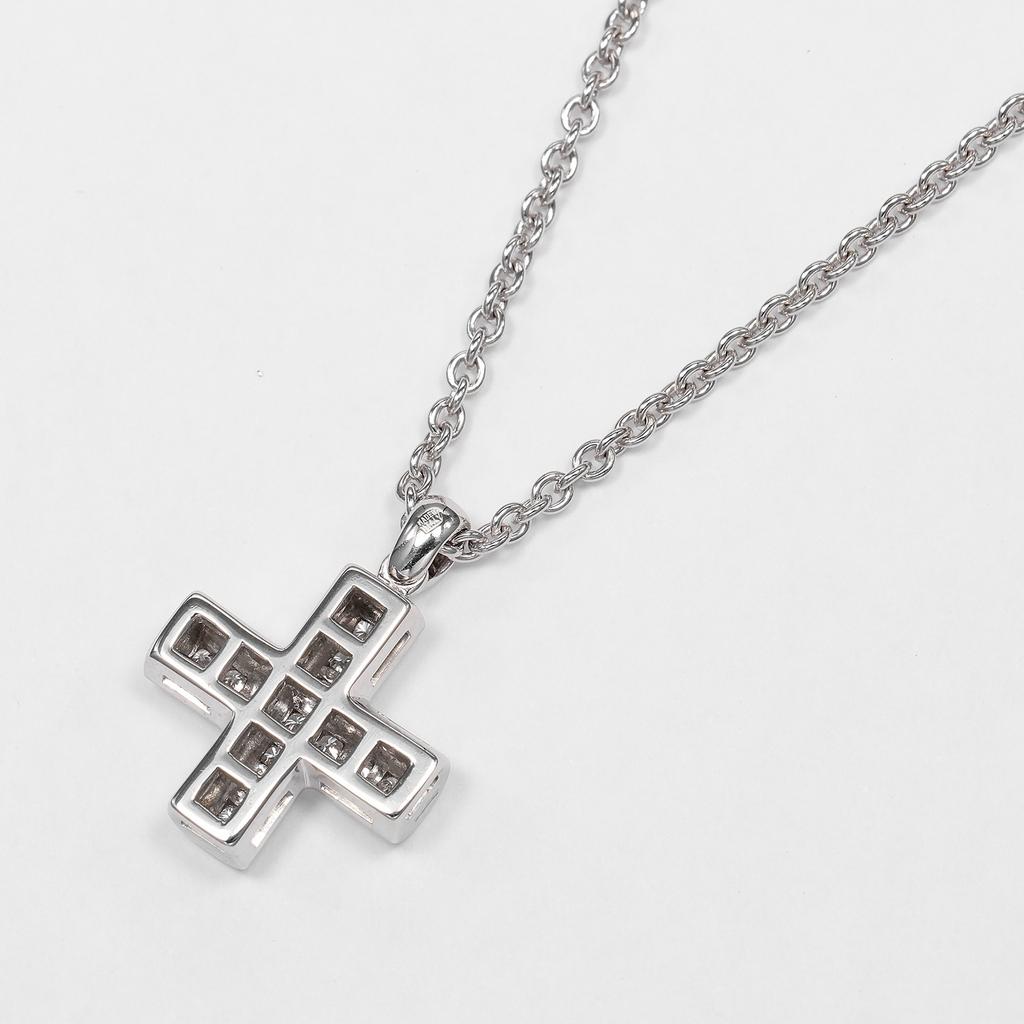 BVLGARI Greek Cross Necklace K18 white gold/diamond 8.87g Women Used