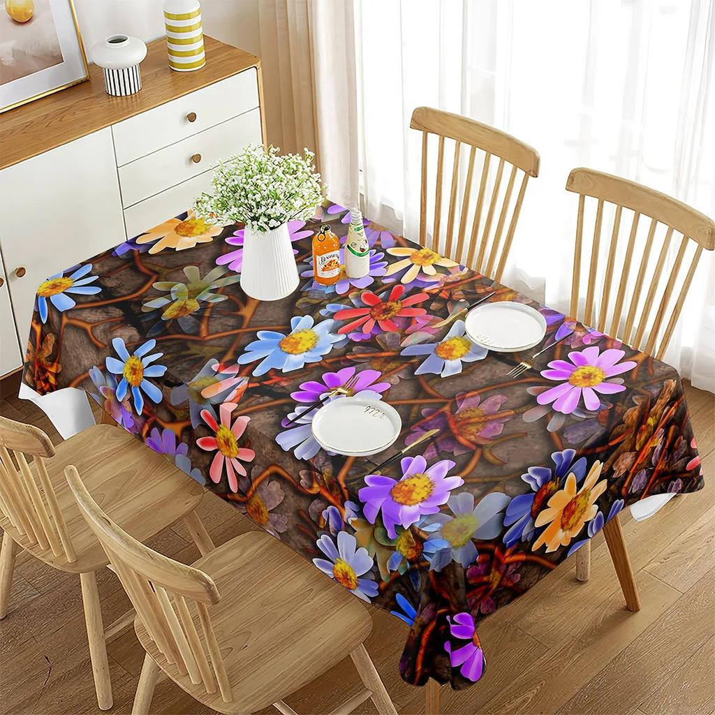 Floral Tablecloth Rectangular Floral Plant Natural Landscape Decor Tablecloth Decorations for Home Kitchen Dining Room Banquet