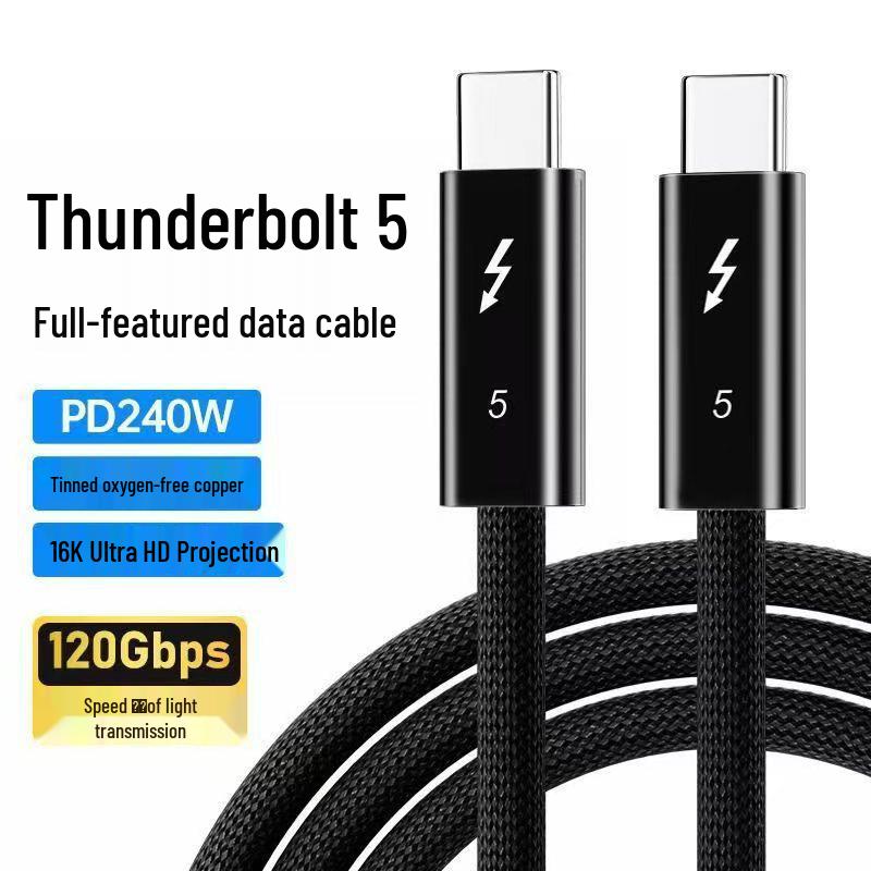 

Thunderbolt 5 Cable: 120Gbps, 16K, PD240W Fast Charging, High-Speed Coaxial Transmission 0.3m - Thunderbolt 5 Twisted
