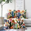 1/4pcs Colorful Cactus and Flower Patterned Pillowcases Sofa Cushion Cover Home Bedroom Room Decoration