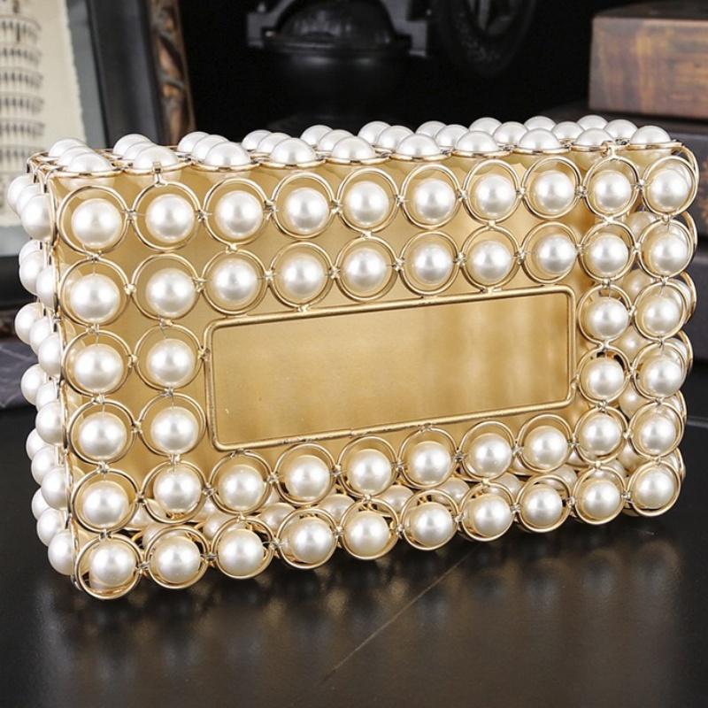Rectangular Paper Box, Pearl Tissue Box Luxury Napkin Holder Pumping Tissue Box Cover for Home Room Living Desktop Decorative
