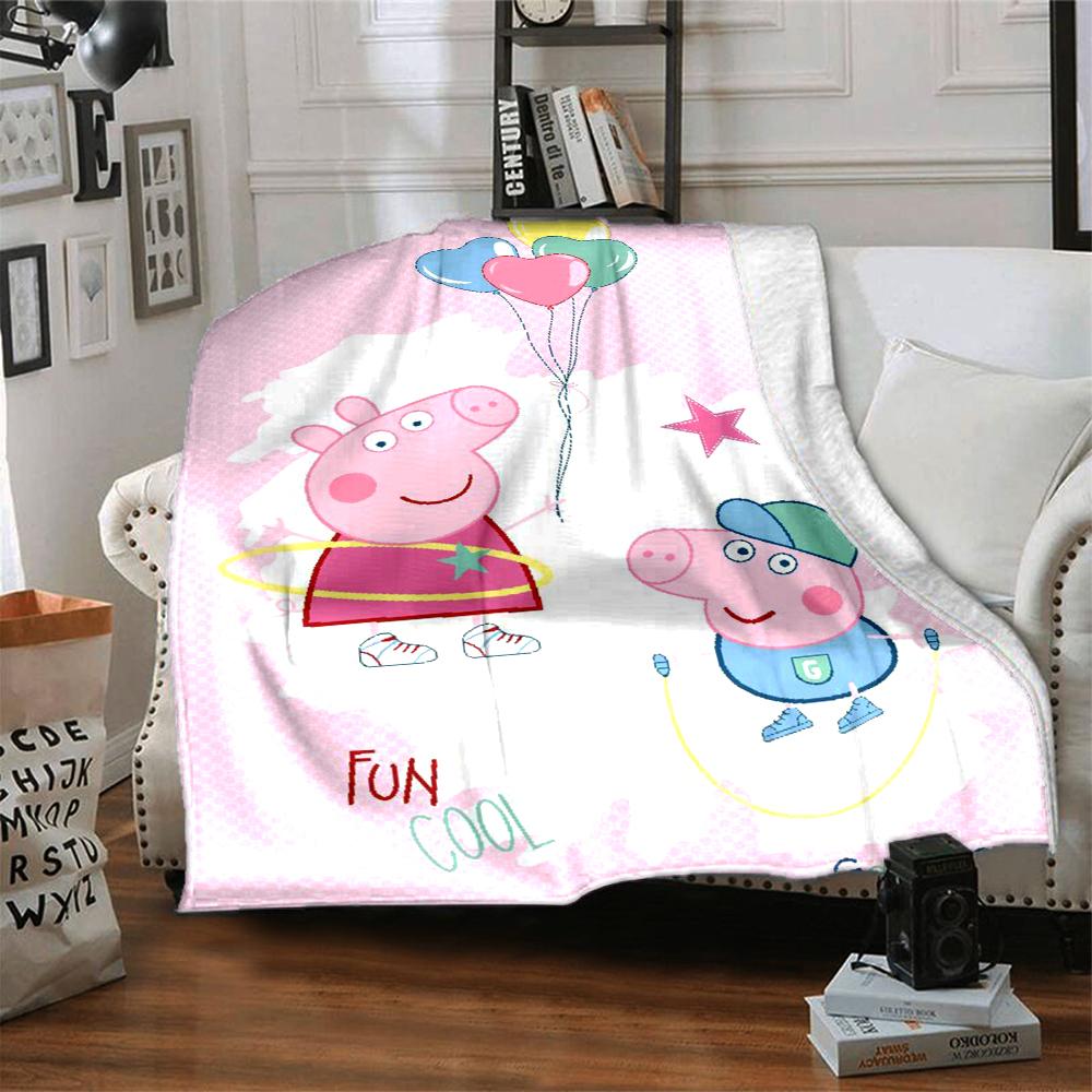 Peppa Pig Theme Printed Blanket - Perfect for Couch, Bed, Travel & Outdoor Use | Machine Washable, Cozy & Durable.