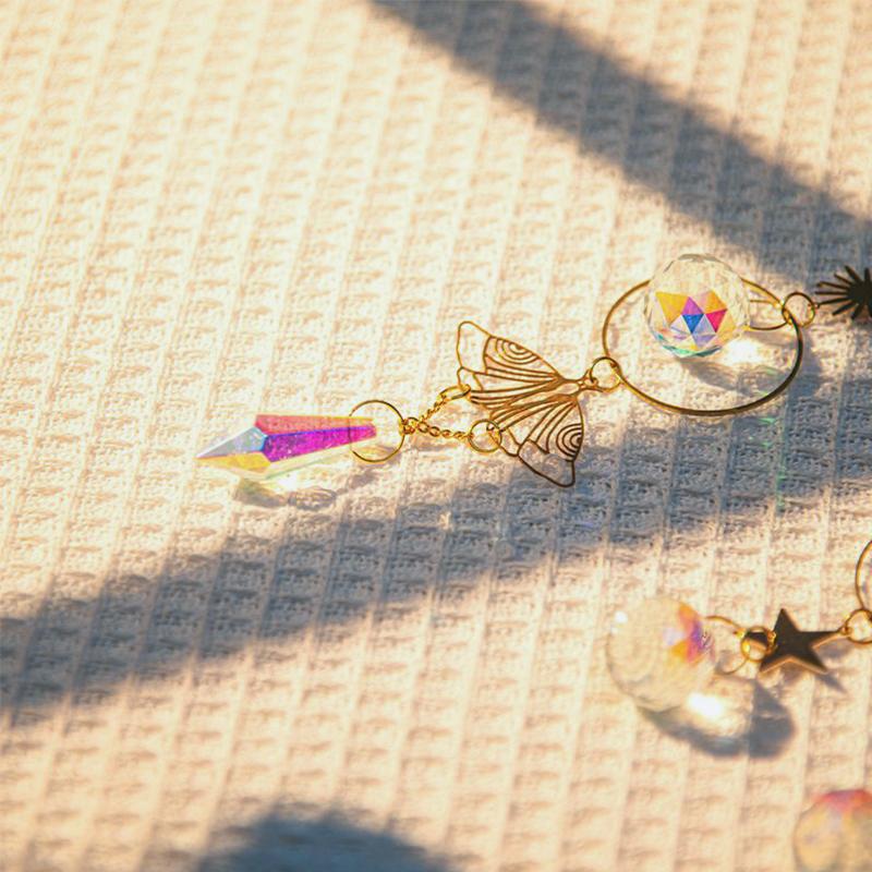 Garden Wind Chime Crystal Suncatcher Crystal Pendant Sun Catcher Car Interior Decoration Balcony Ornament Home Decor