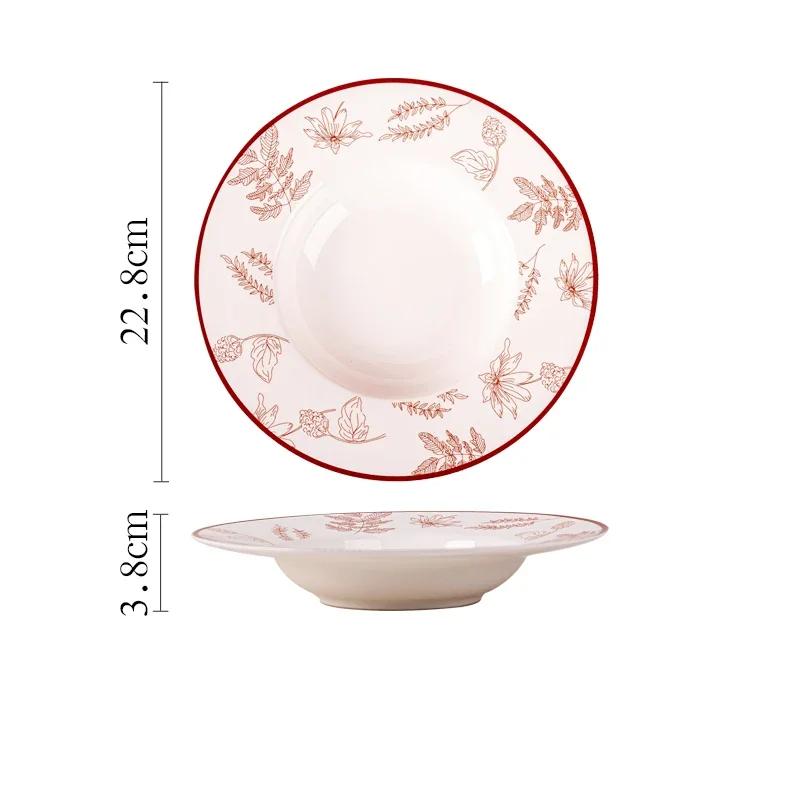 Chinese Style Creative Ceramic Plates High End Restaurant Circular Pasta Plate Delicious Fruits Salad Plate Wedding Tableware