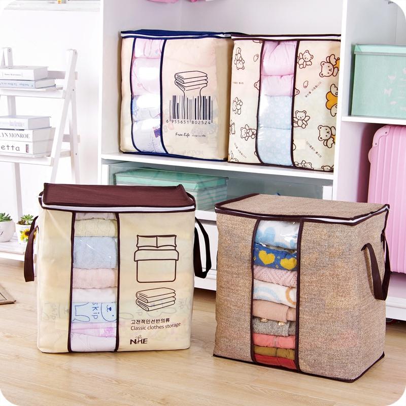 Non-woven Portable Clothes Storage Bag Organizer 45.5*51*29cm Folding Closet Organizer For Pillow Quilt Blanket Bedding