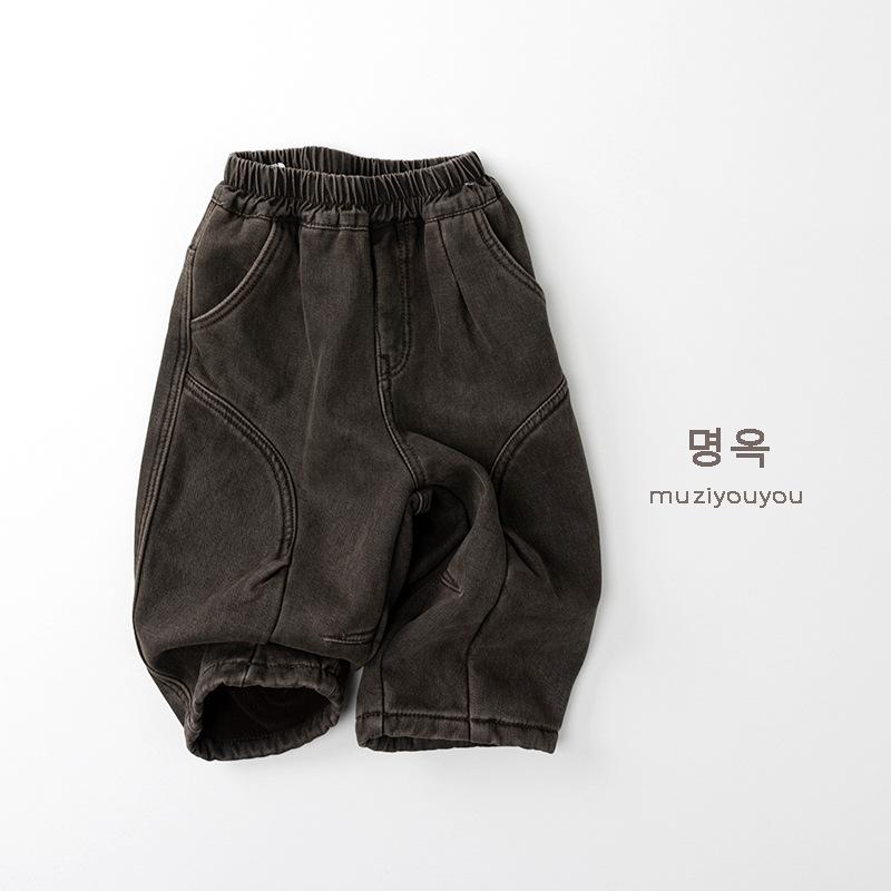 Thick Fleece Lined Kids Long Pants Unisex Boys Girls Warm Casual Winter Trousers