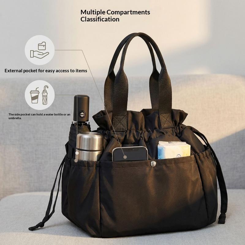 1Pcs Thickened Drawstring Lunch Box Bag Large Capacity Multi-Pocket Design Hand Carrying Insulated Bag Easy To Clean Bundle