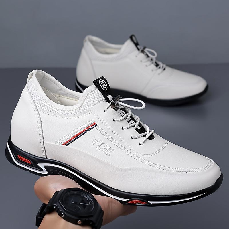 Boutique men's shoes spring summer 2025 new leather heightening casual leather shoes men's British small size soft sole trendy shoes men's