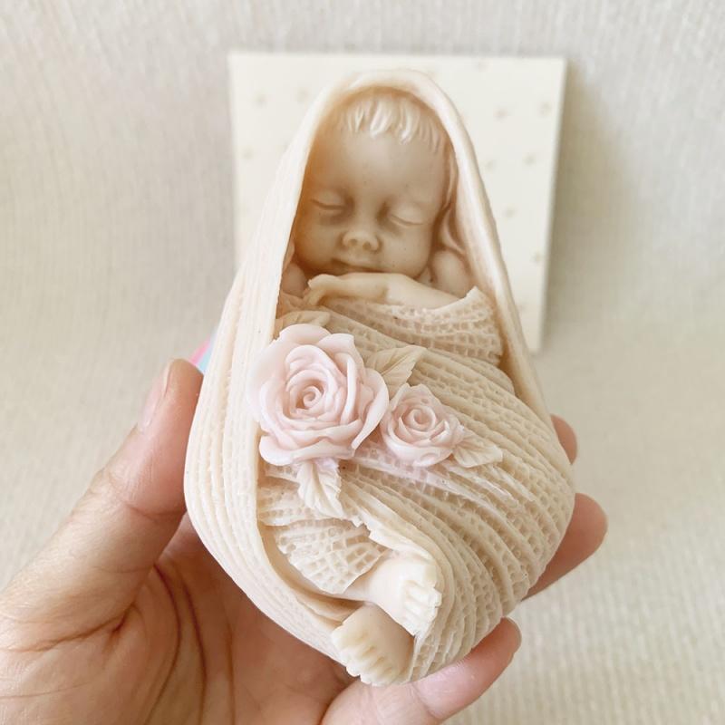 3D Sleep Baby Candle Silicone Mold Baby Aromatherapy Soap Gypsum Mold DIY Wrist Clamp Baby Styling Candle Gypsum Decoration