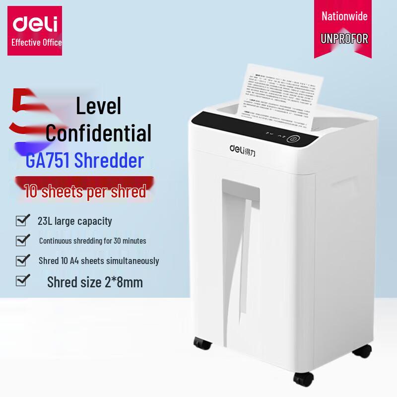 

Deli GA751 Business Micro-Cut Shredder CN plug (adapter included)