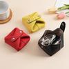 Women's Mini Genuine Leather Red Coin Pouch & Earphone Case