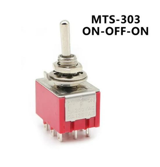 MTS-102 Momentary Self-Reset Toggle Rocker Switch, 6MM Three-Pin, Two-Position
