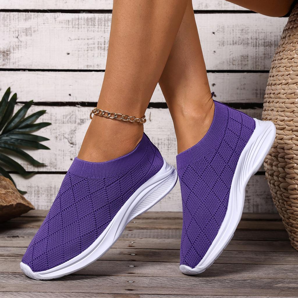 Fashion New Spring Summer Women's Vulcanize Shoes Mesh Breathable Soft Bottom Large Size Slip On Sneakers Casual Solid Weave Sport Tenis