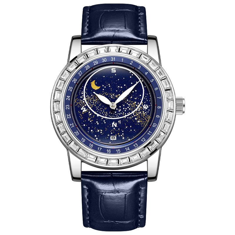 Galaxy Planet New Concept Personality Fully Automatic Quartz Watch Belt Watch Men S Rhinestone Business Fashion Men