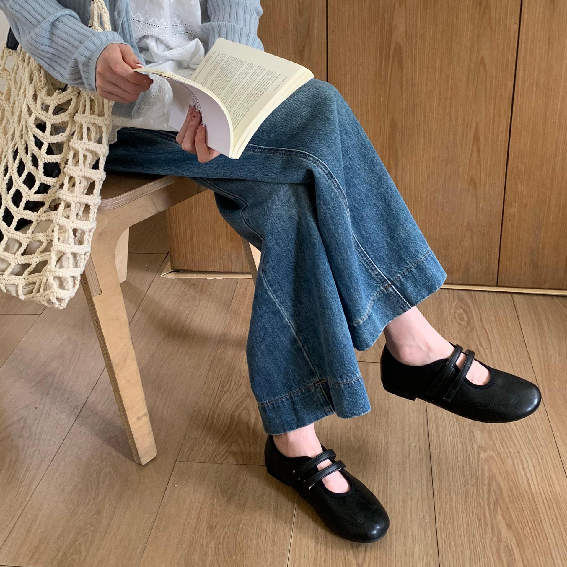 

Fashion IPPEUM Mary Janes Shoes For Women Buckle PU Leather Round Toe Ballet Flats Girls Mary Janes Silver Black Ballerina Flat 225 чёрный