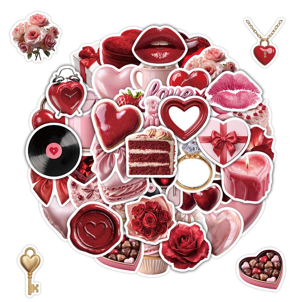 50 Valentine's Day Waterproof Graffiti Stickers for Mobile Phones