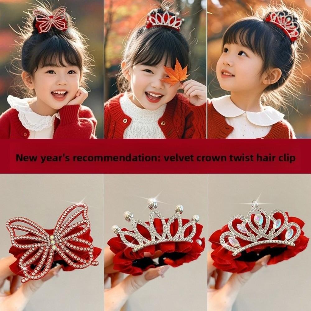 High Ponytail Fixed Artifact Children's New Year Crown Pearl Hair Clip Crab Women/Kids
